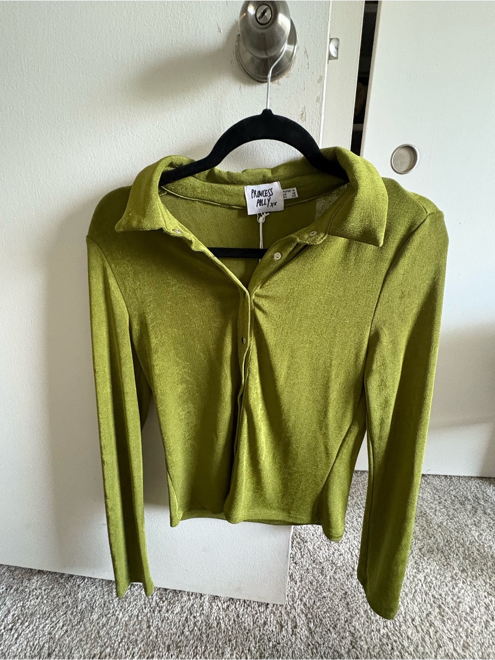 Princess Polly Olive Button up Tshirt